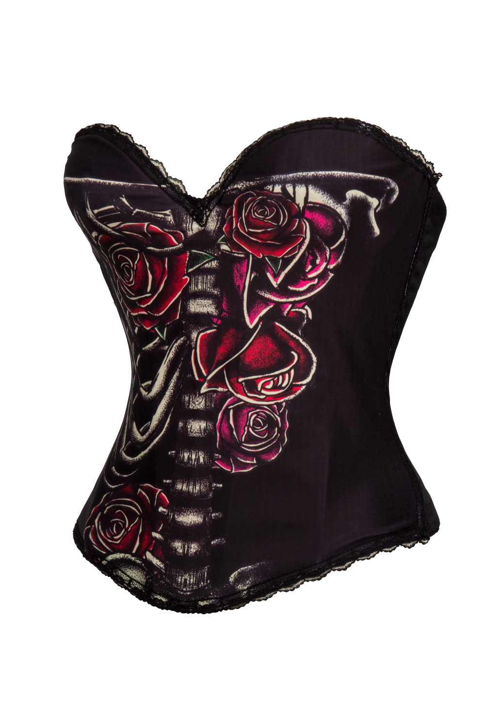 F66367 Rock Skull and Rose Steampunk Fashion Overbust Bustier Corset